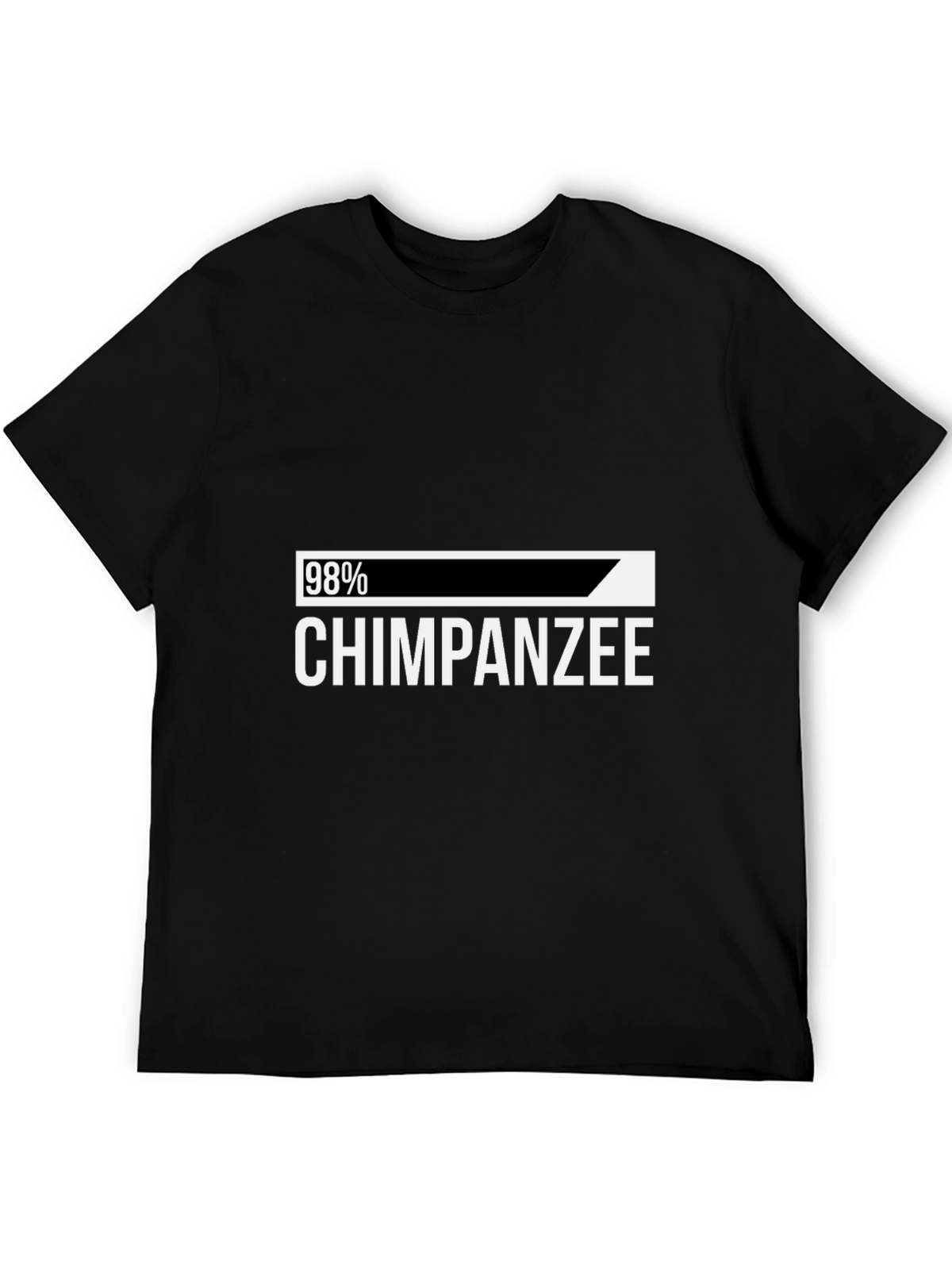 98% Chimpanzee Humor Graphic Tee - Black Cotton