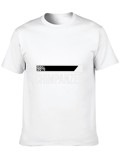 98% Chimpanzee Humor Graphic Tee - Black Cotton