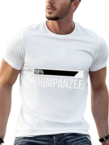 98% Chimpanzee Humor Graphic Tee - Black Cotton