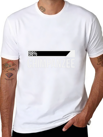 98% Chimpanzee Humor Graphic Tee - Black Cotton