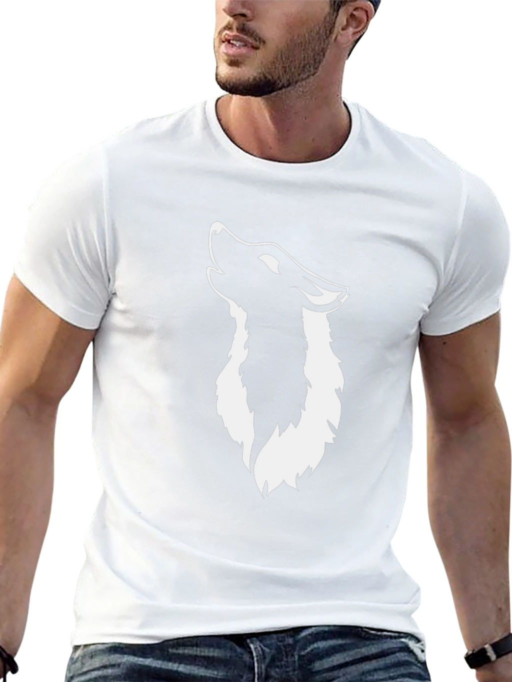 Black Wolf Graphic Tee - Mens Crew Neck T-Shirt
