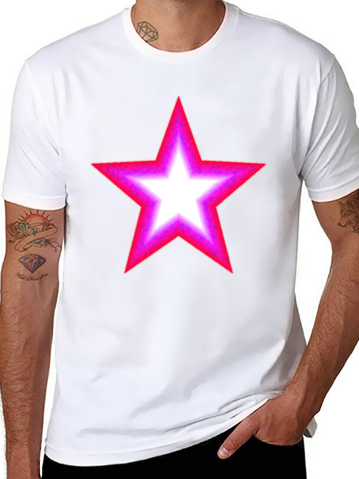 Neon Star Graphic Black T-Shirt
