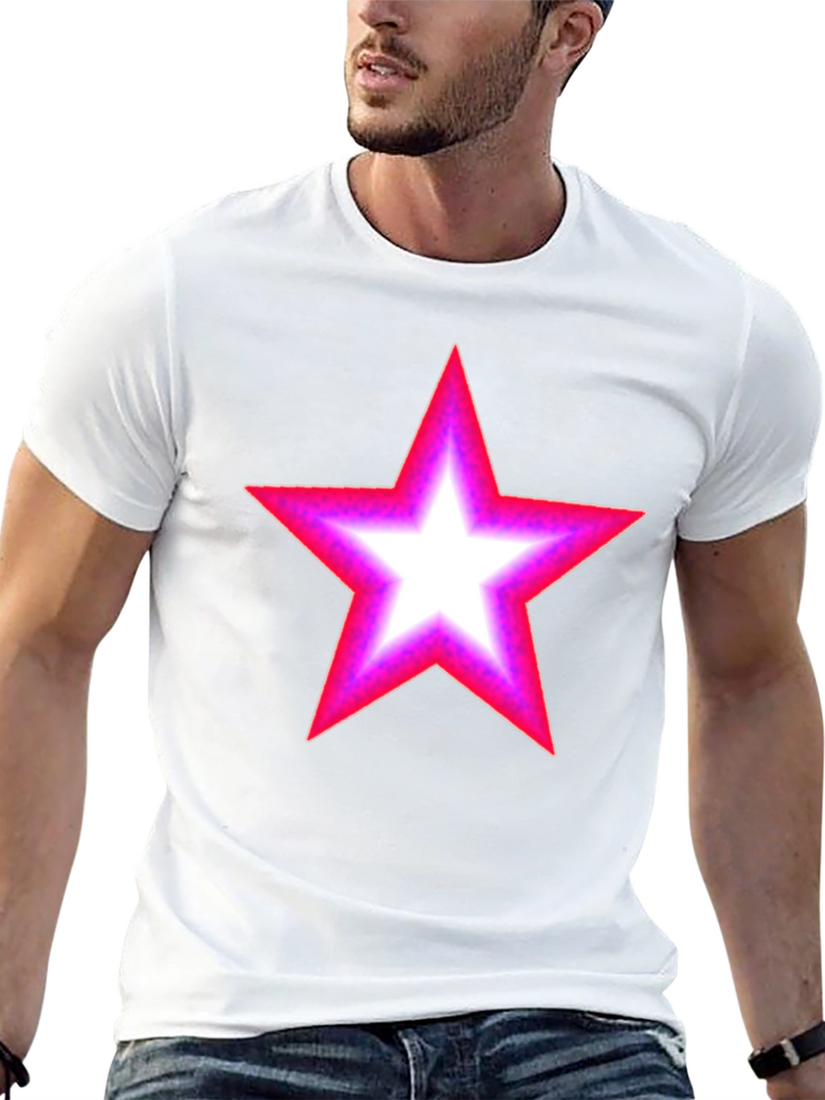 Neon Star Graphic Black T-Shirt