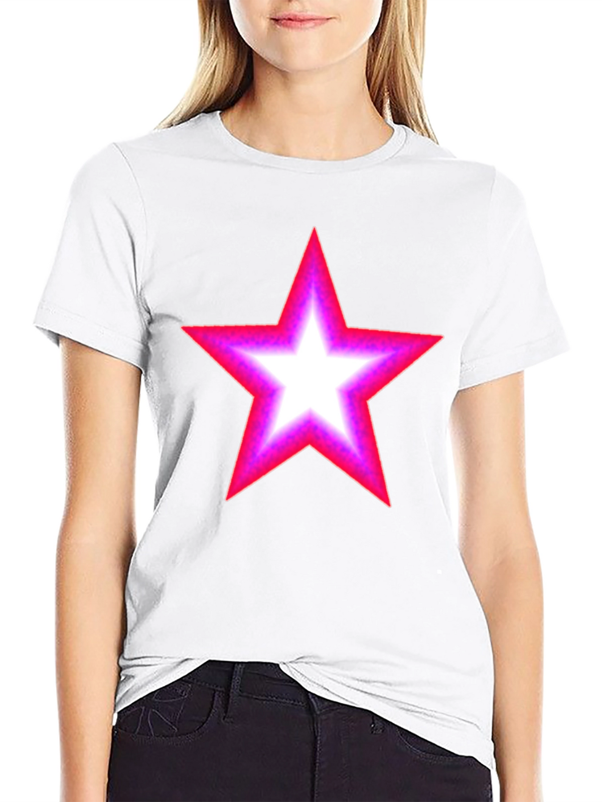 Neon Star Graphic Black T-Shirt