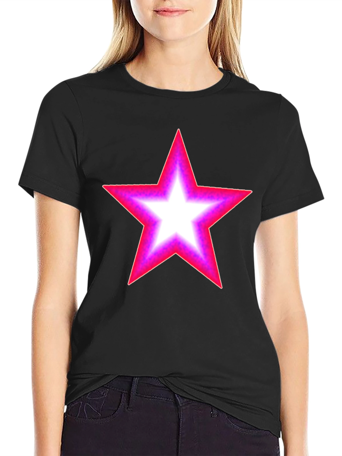 Neon Star Graphic Black T-Shirt