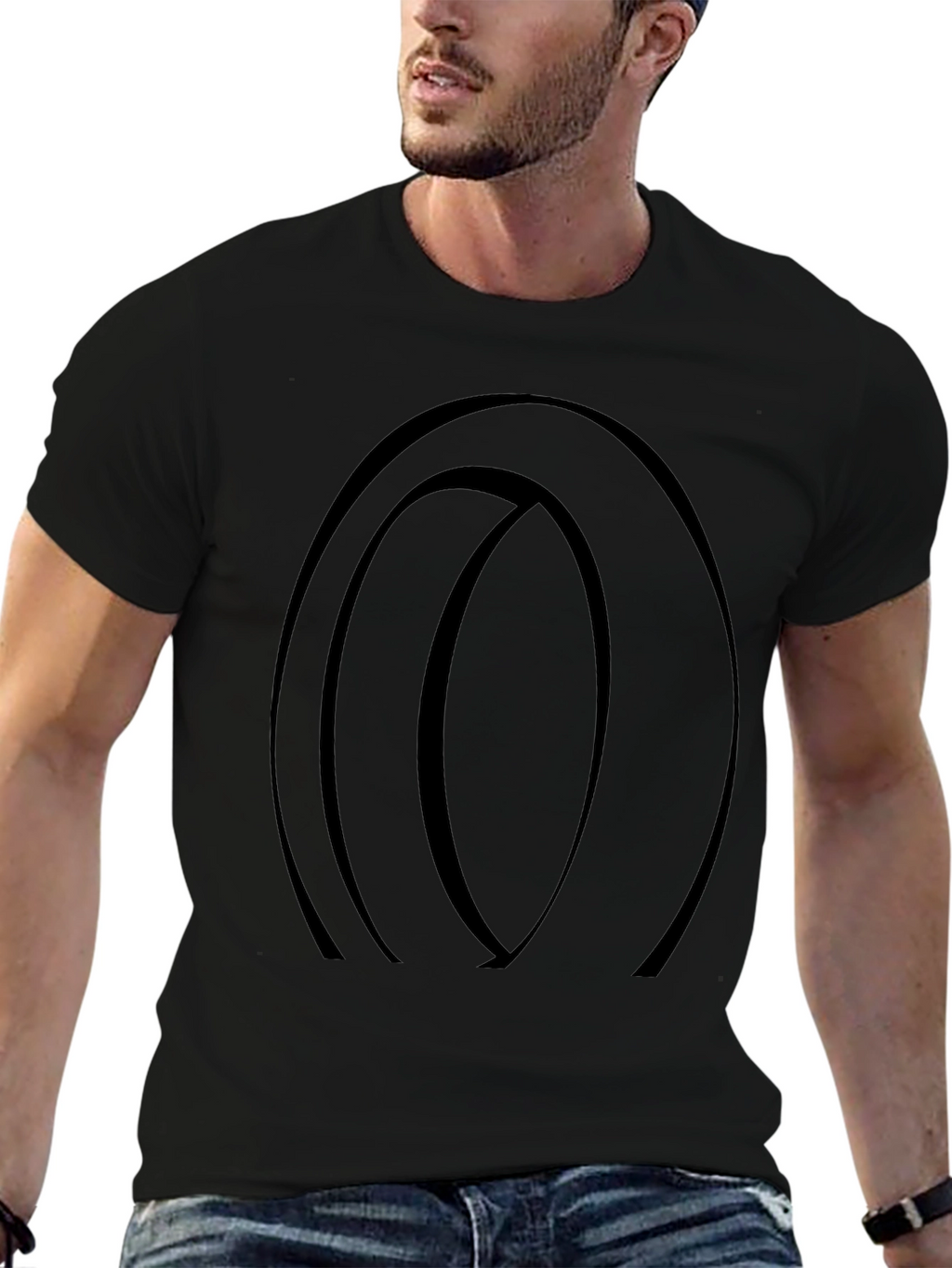 Abstract Circle Graphic Black T-Shirt
