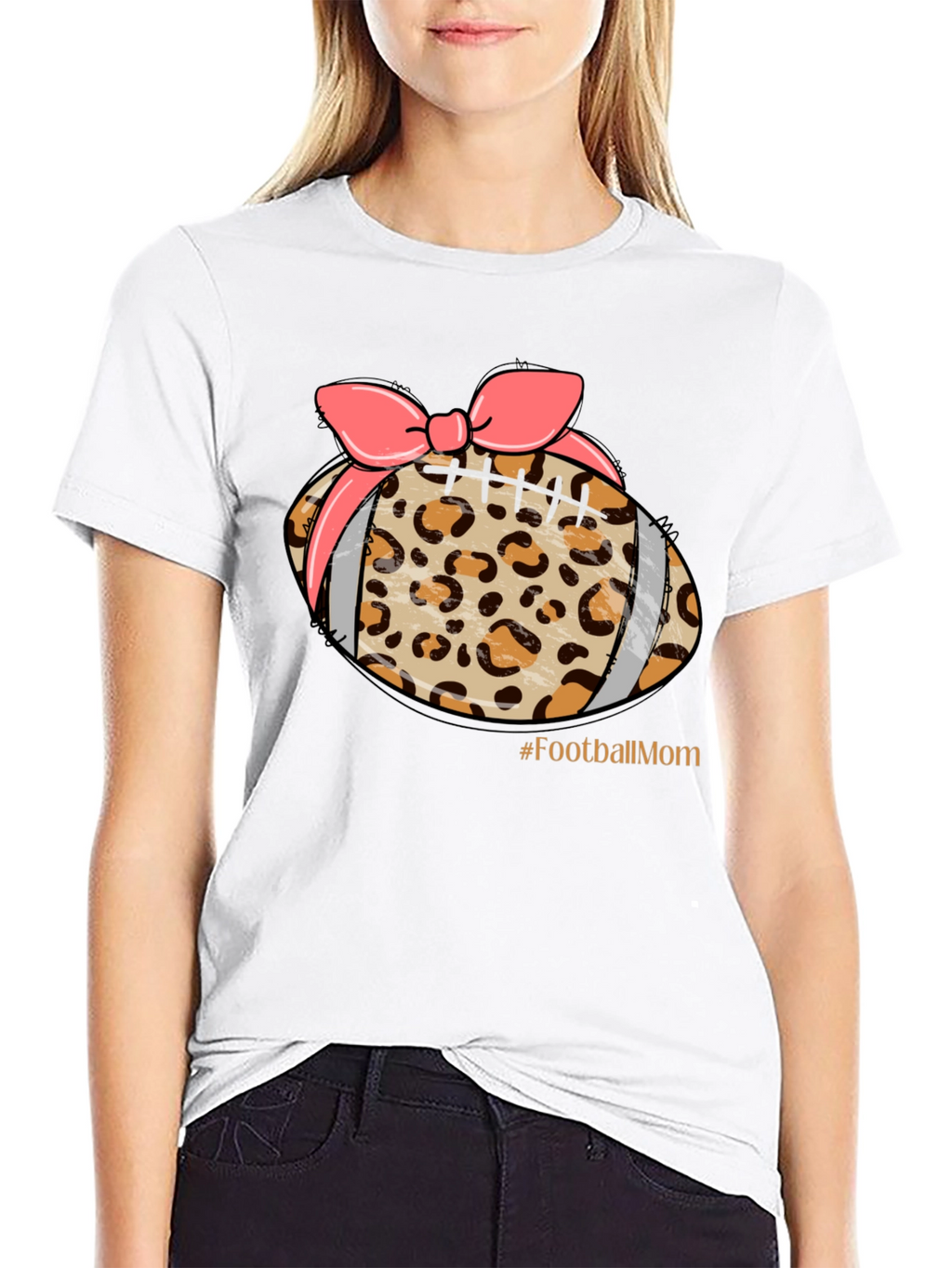 Football Mom Leopard Print T-Shirt