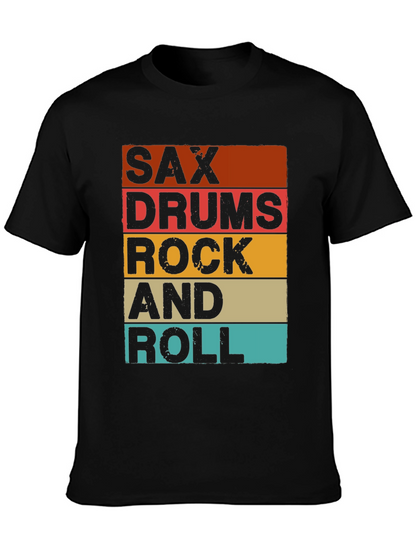 Sax Drums Rock and Roll Retro Music T-Shirt
