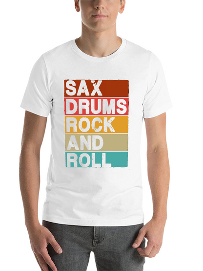 Sax Drums Rock and Roll Retro Music T-Shirt