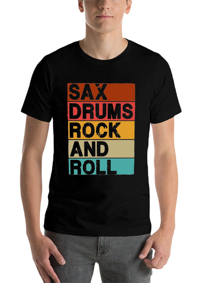 Sax Drums Rock and Roll Retro Music T-Shirt