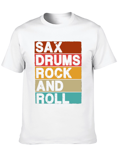Sax Drums Rock and Roll Retro Music T-Shirt