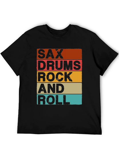 Sax Drums Rock and Roll Retro Music T-Shirt