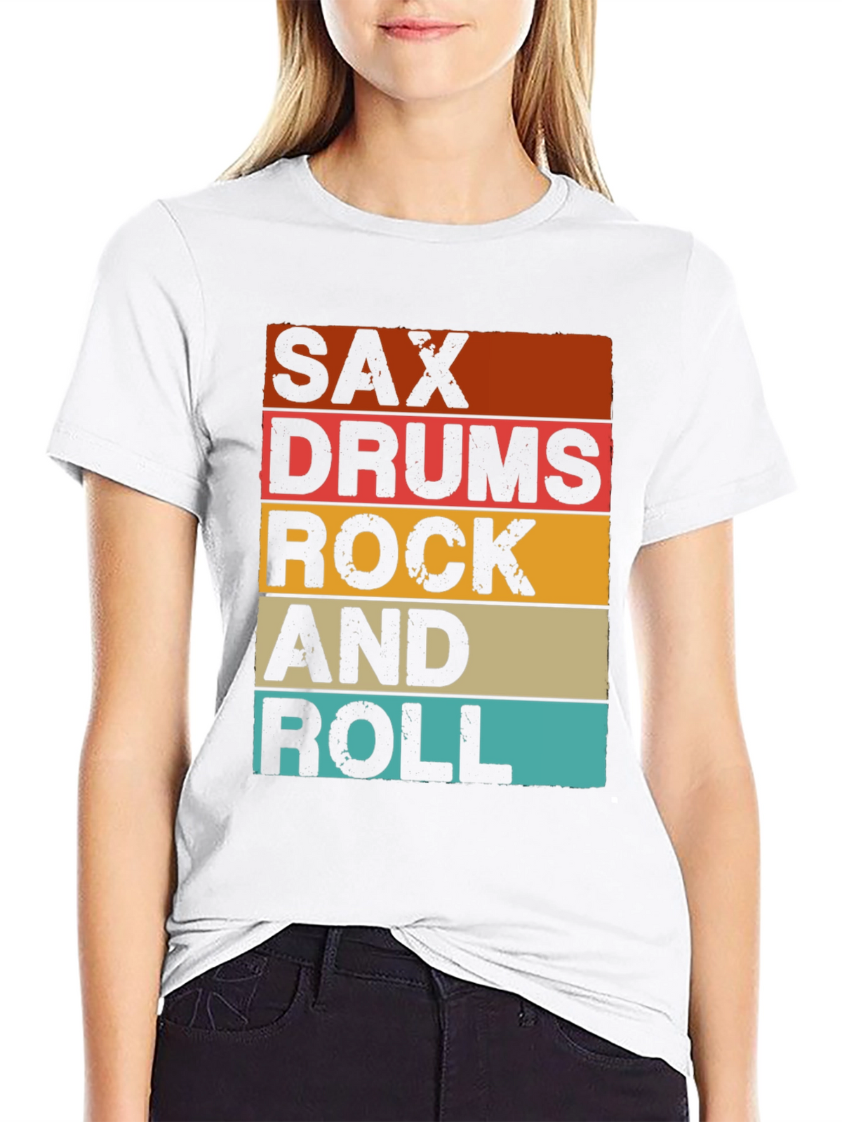 Sax Drums Rock and Roll Retro Music T-Shirt