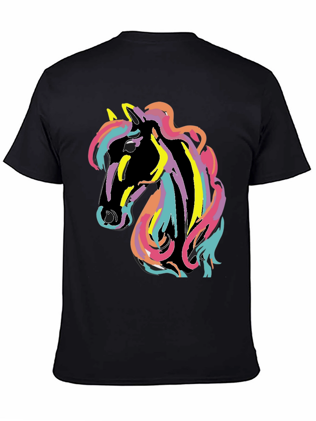 Rainbow Horse Graphic Tee - Mens Black T-Shirt