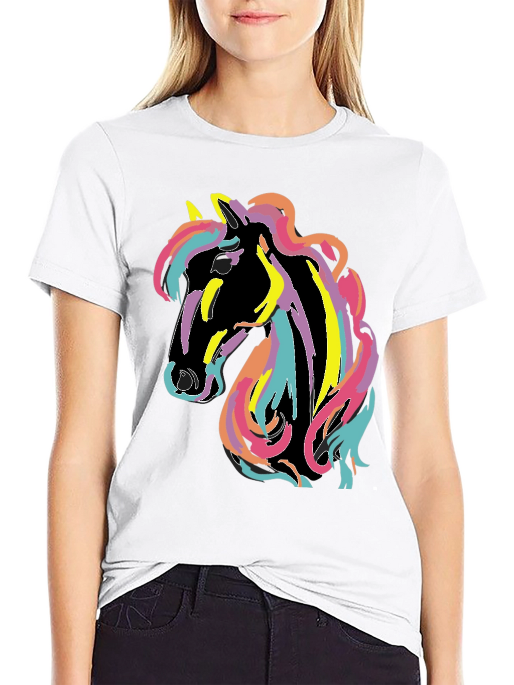 Rainbow Horse Graphic Tee - Mens Black T-Shirt