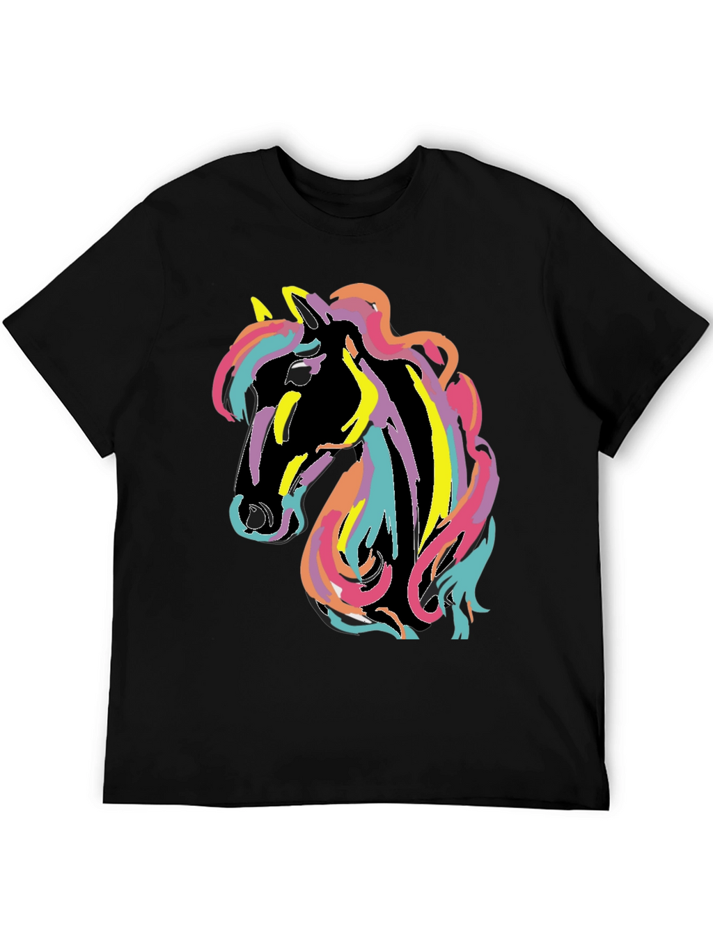 Rainbow Horse Graphic Tee - Mens Black T-Shirt