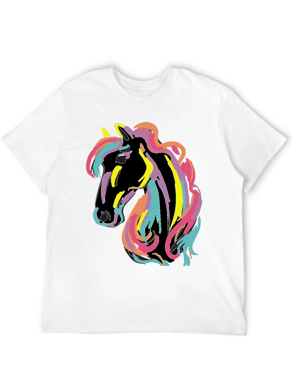 Rainbow Horse Graphic Tee - Mens Black T-Shirt