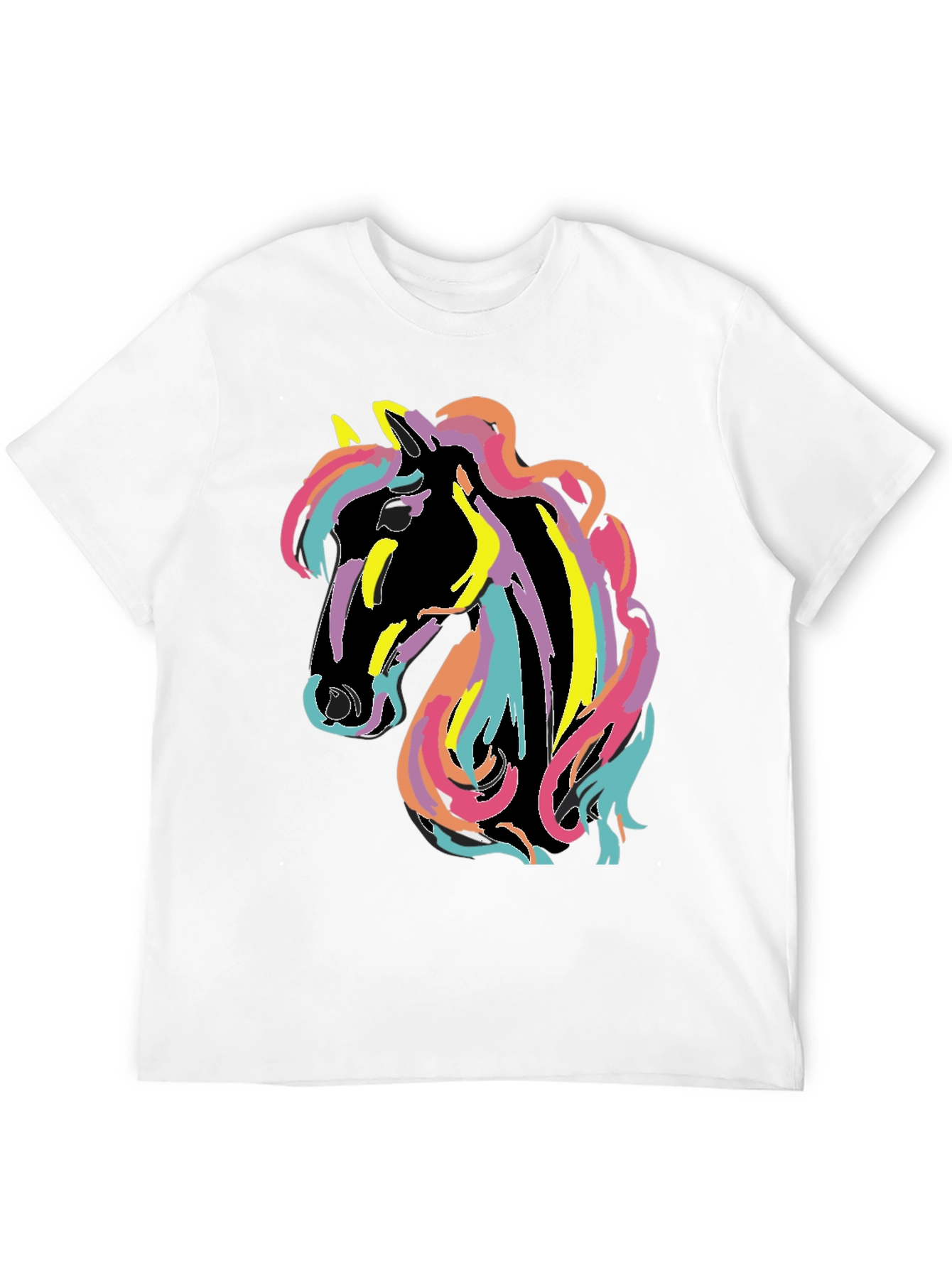 Rainbow Horse Graphic Tee - Mens Black T-Shirt