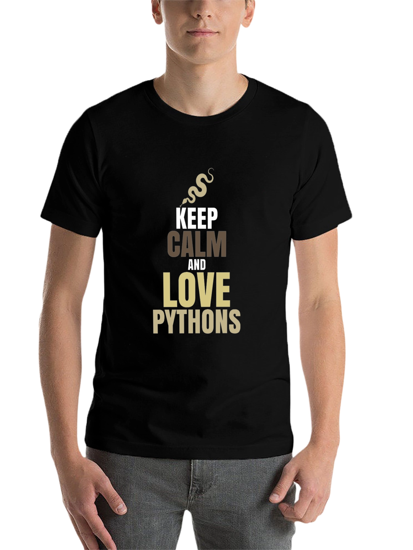 Keep Calm and Love Pythons Black T-Shirt