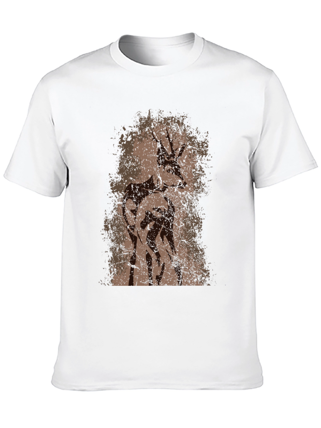 Deer Graphic T-Shirt - Mens Black Crew Neck Tee