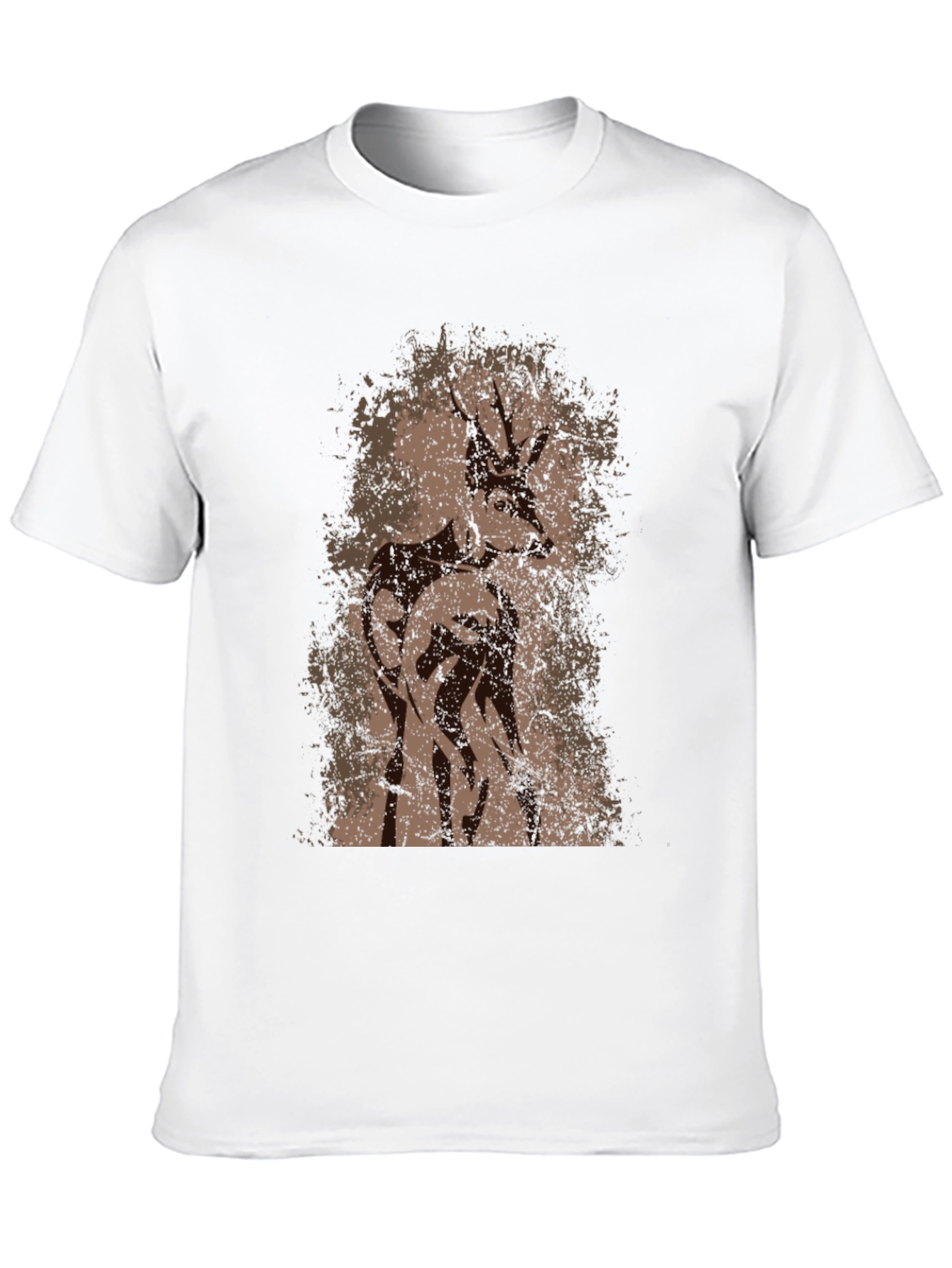 Deer Graphic T-Shirt - Mens Black Crew Neck Tee