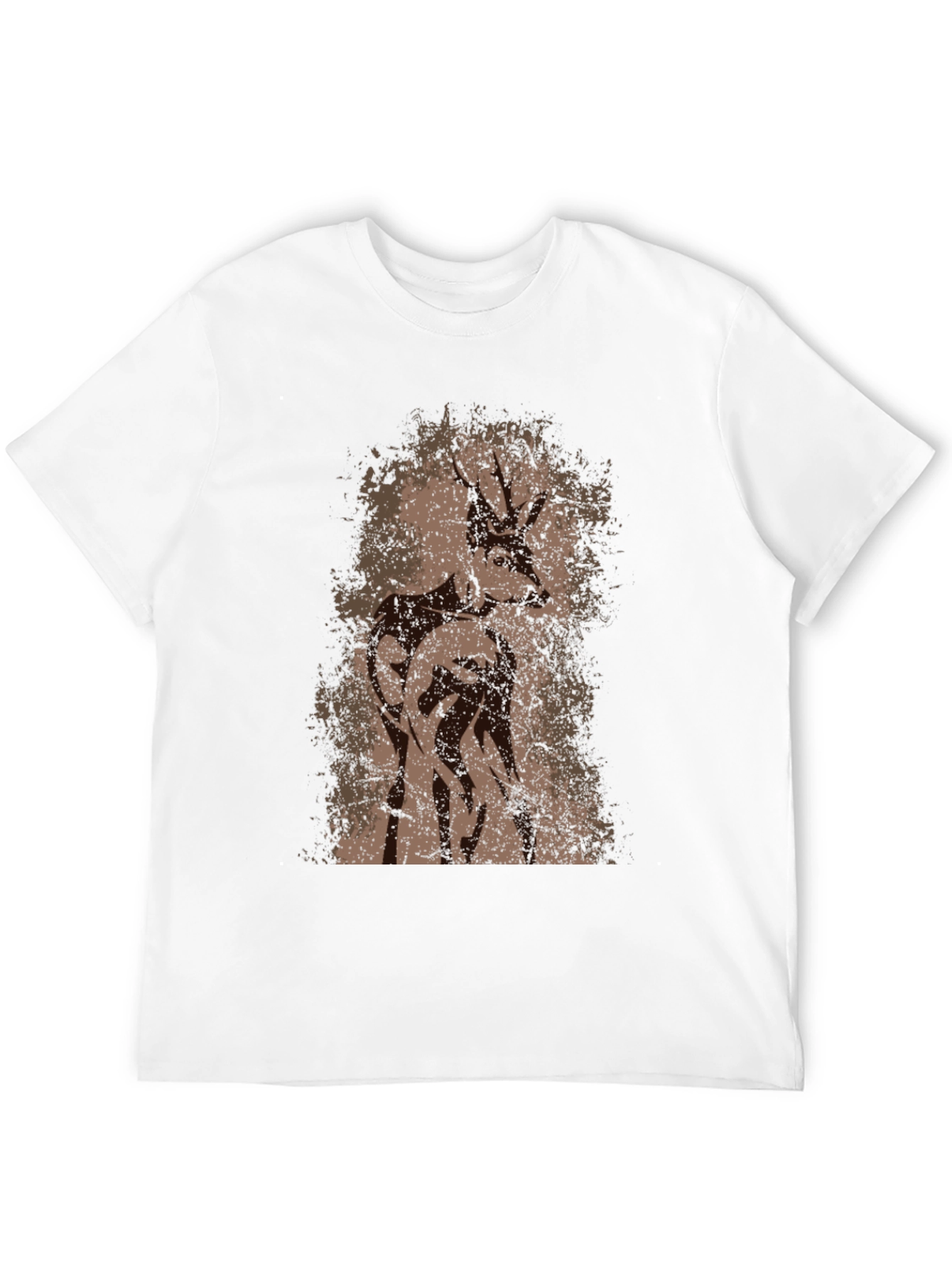Deer Graphic T-Shirt - Mens Black Crew Neck Tee