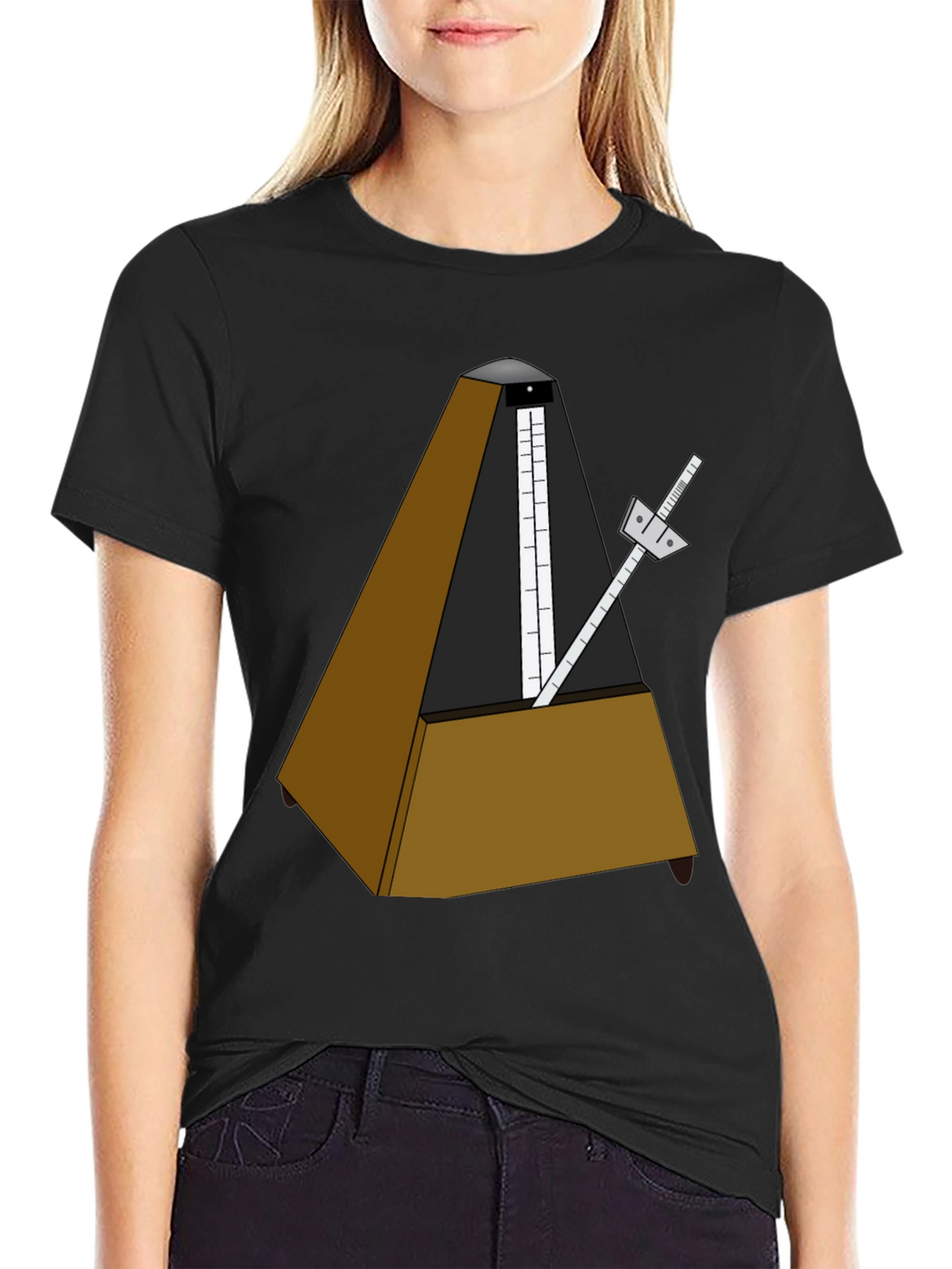 Musical Metronome Graphic Tee - Black Cotton Shirt