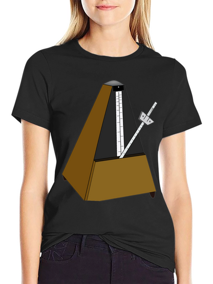 Musical Metronome Graphic Tee - Black Cotton Shirt
