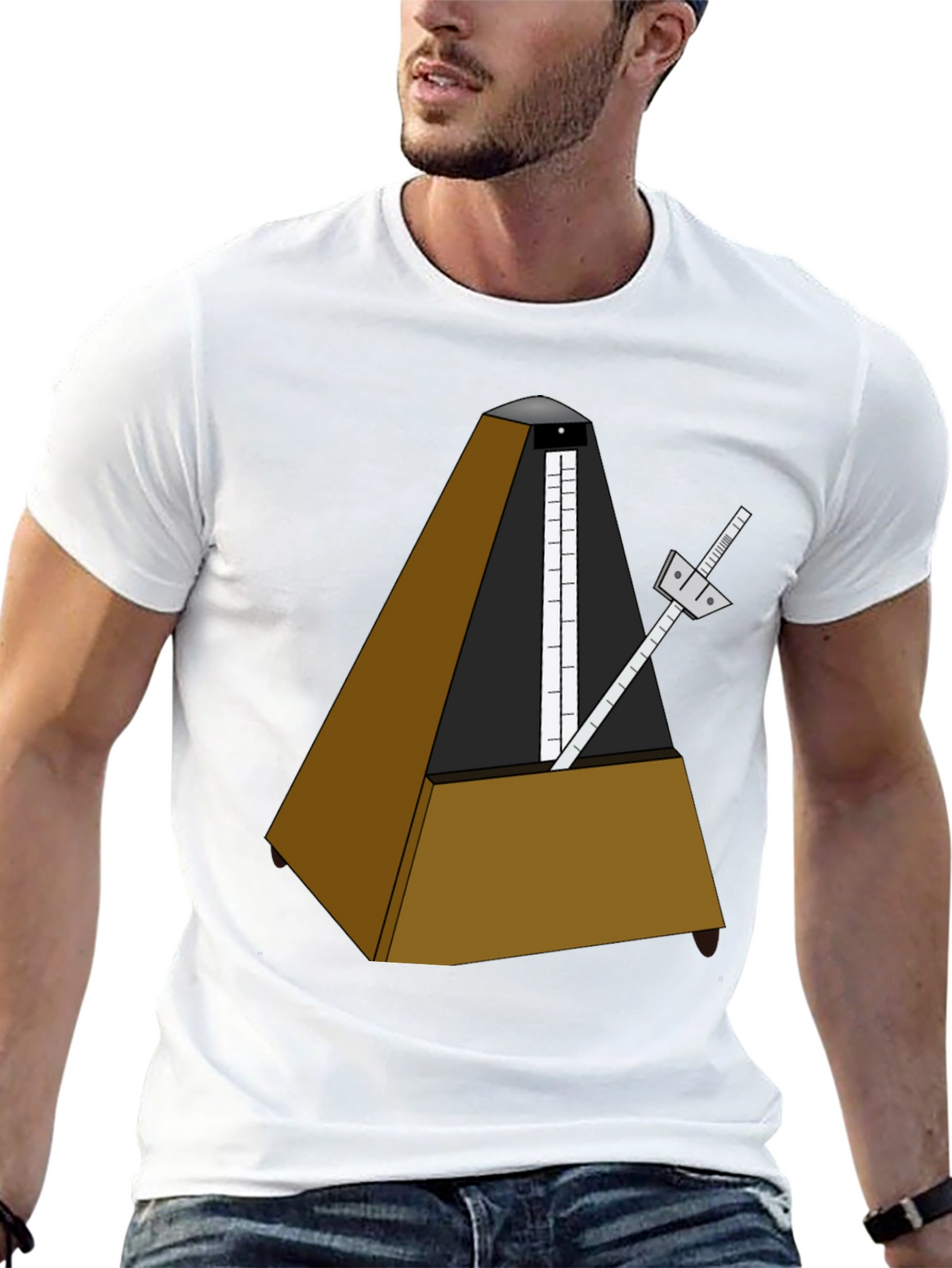 Musical Metronome Graphic Tee - Black Cotton Shirt