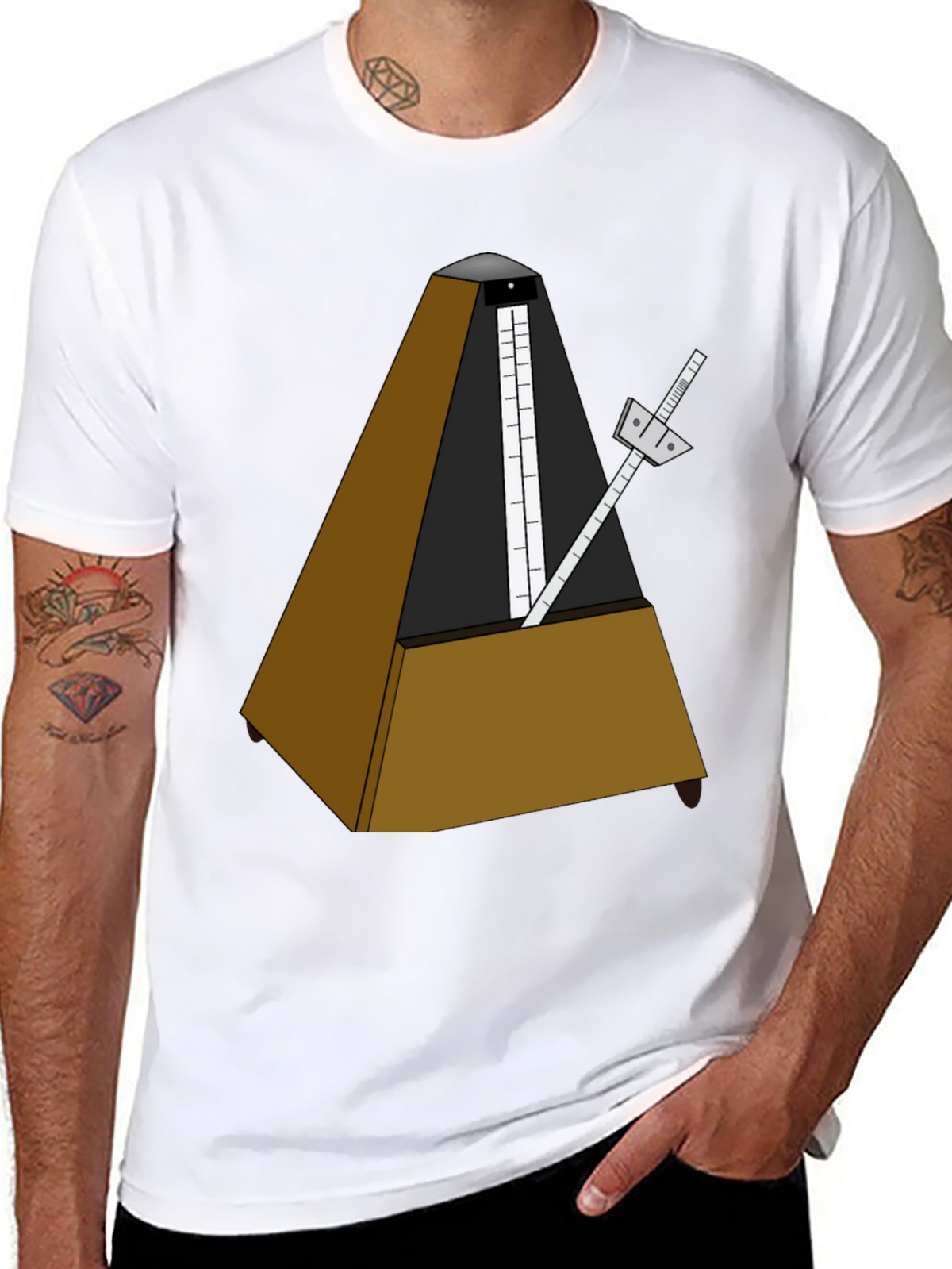 Musical Metronome Graphic Tee - Black Cotton Shirt