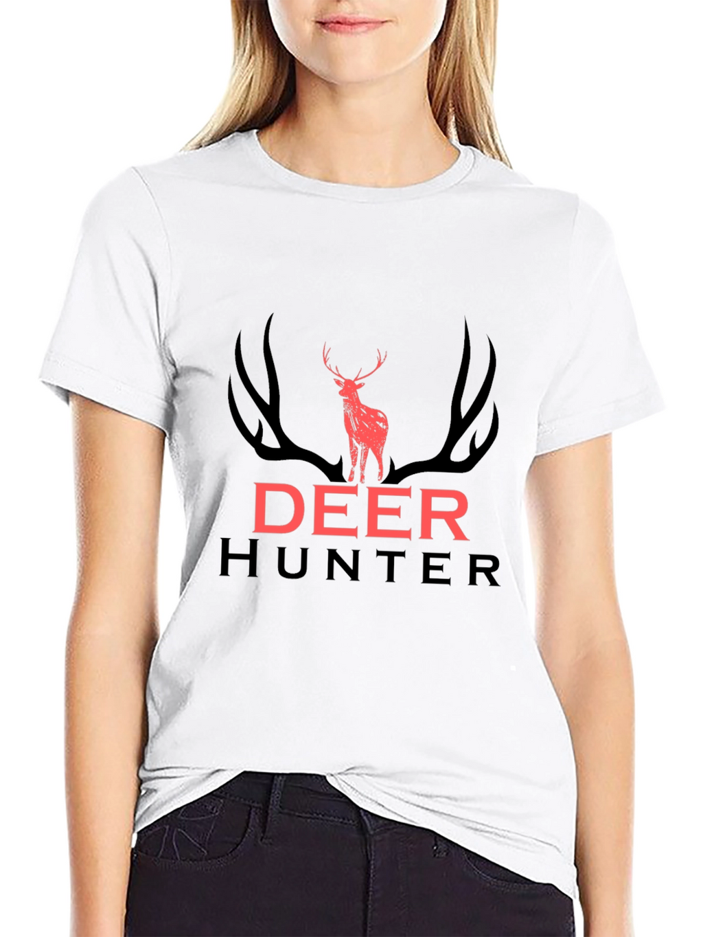 Deer Hunter Graphic Tee - Black Cotton T-Shirt