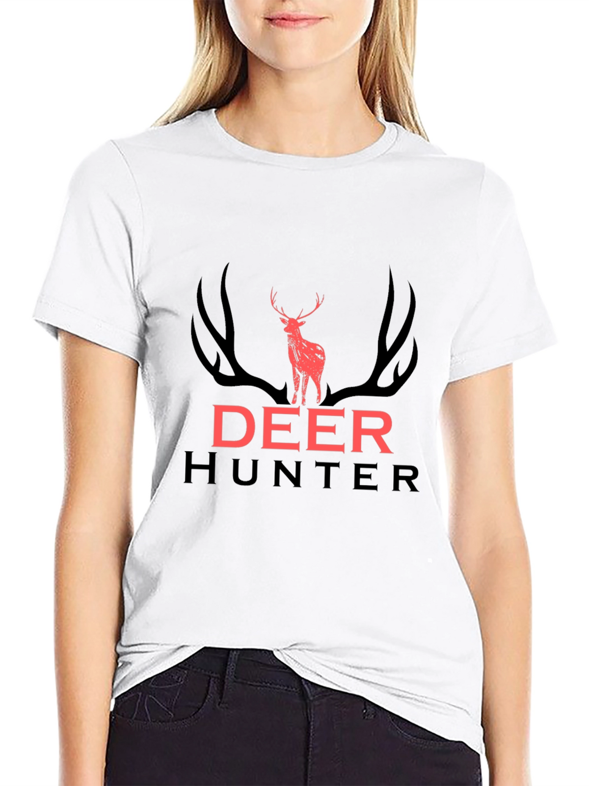 Deer Hunter Graphic Tee - Black Cotton T-Shirt