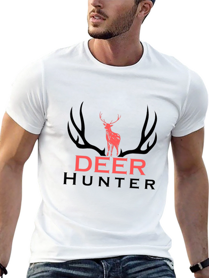 Deer Hunter Graphic Tee - Black Cotton T-Shirt