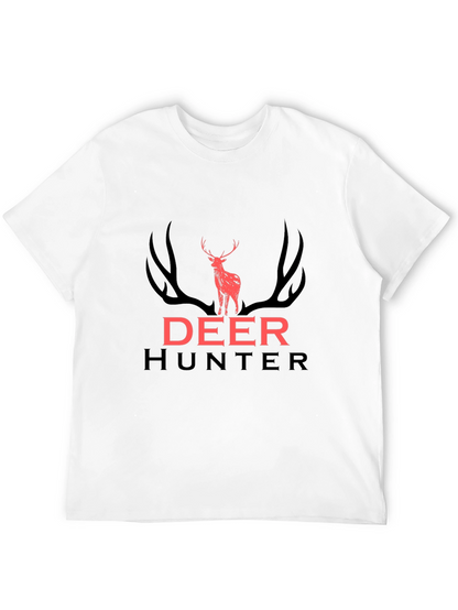 Deer Hunter Graphic Tee - Black Cotton T-Shirt