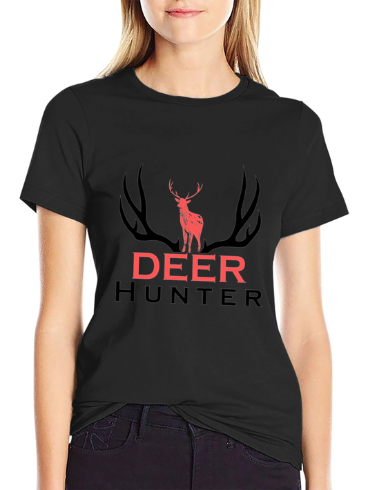 Deer Hunter Graphic Tee - Black Cotton T-Shirt