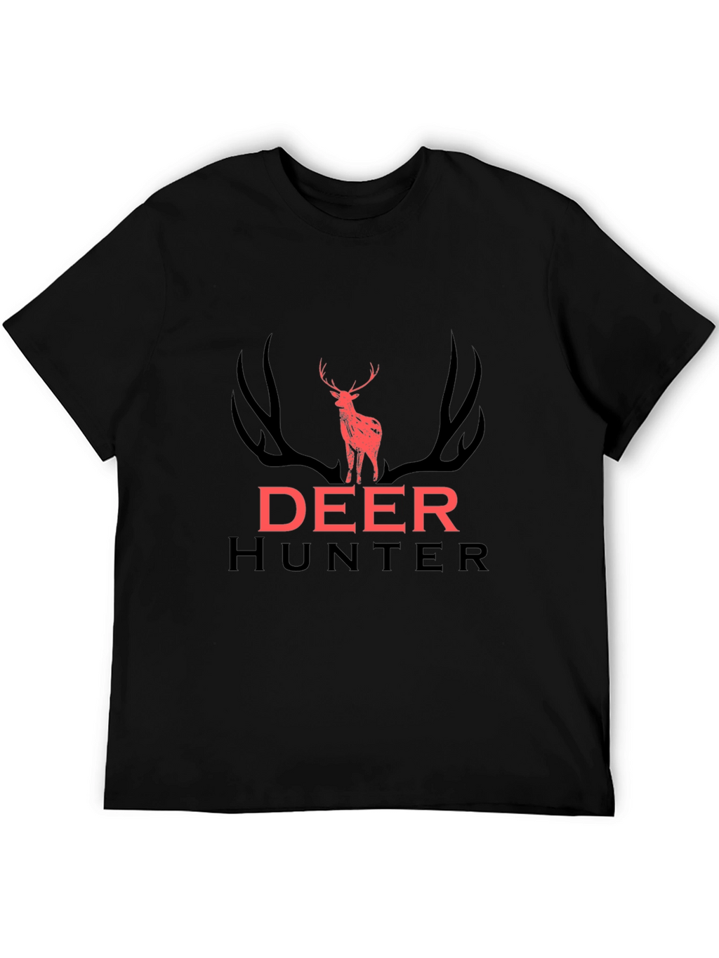 Deer Hunter Graphic Tee - Black Cotton T-Shirt