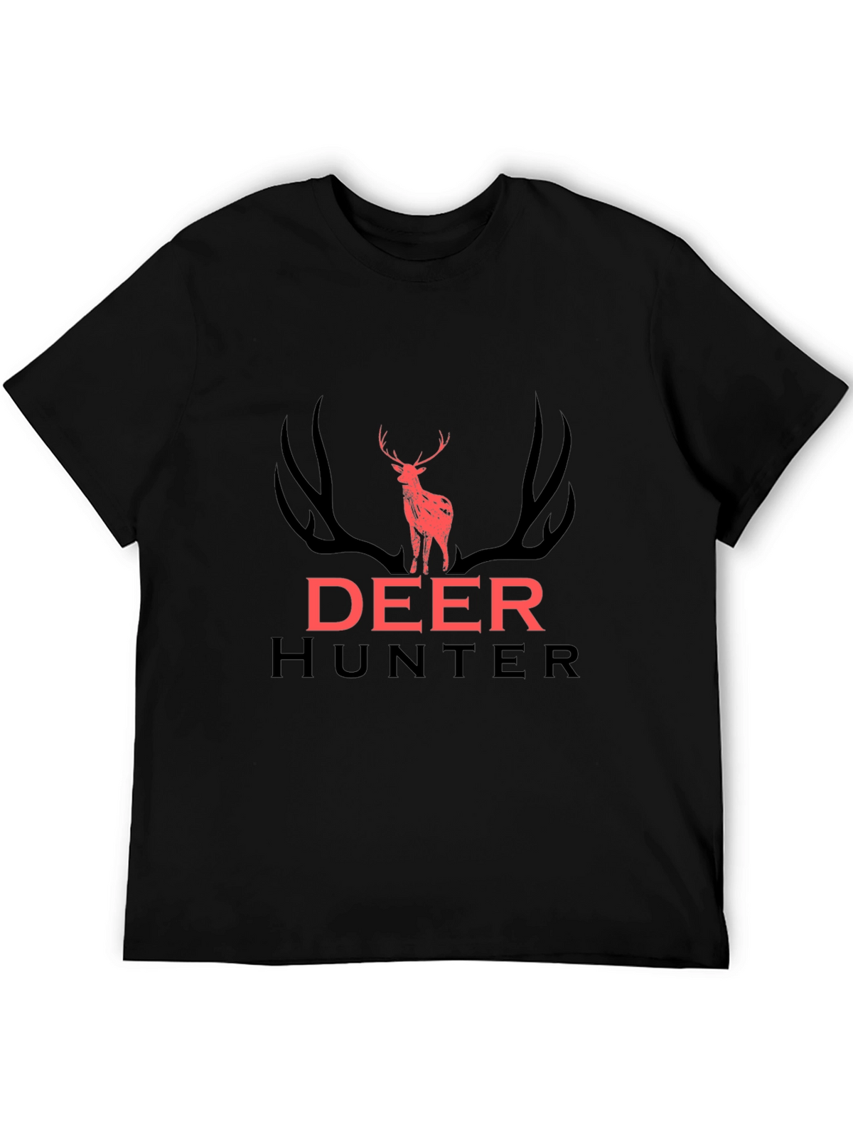 Deer Hunter Graphic Tee - Black Cotton T-Shirt