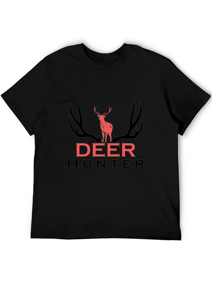 Deer Hunter Graphic Tee - Black Cotton T-Shirt