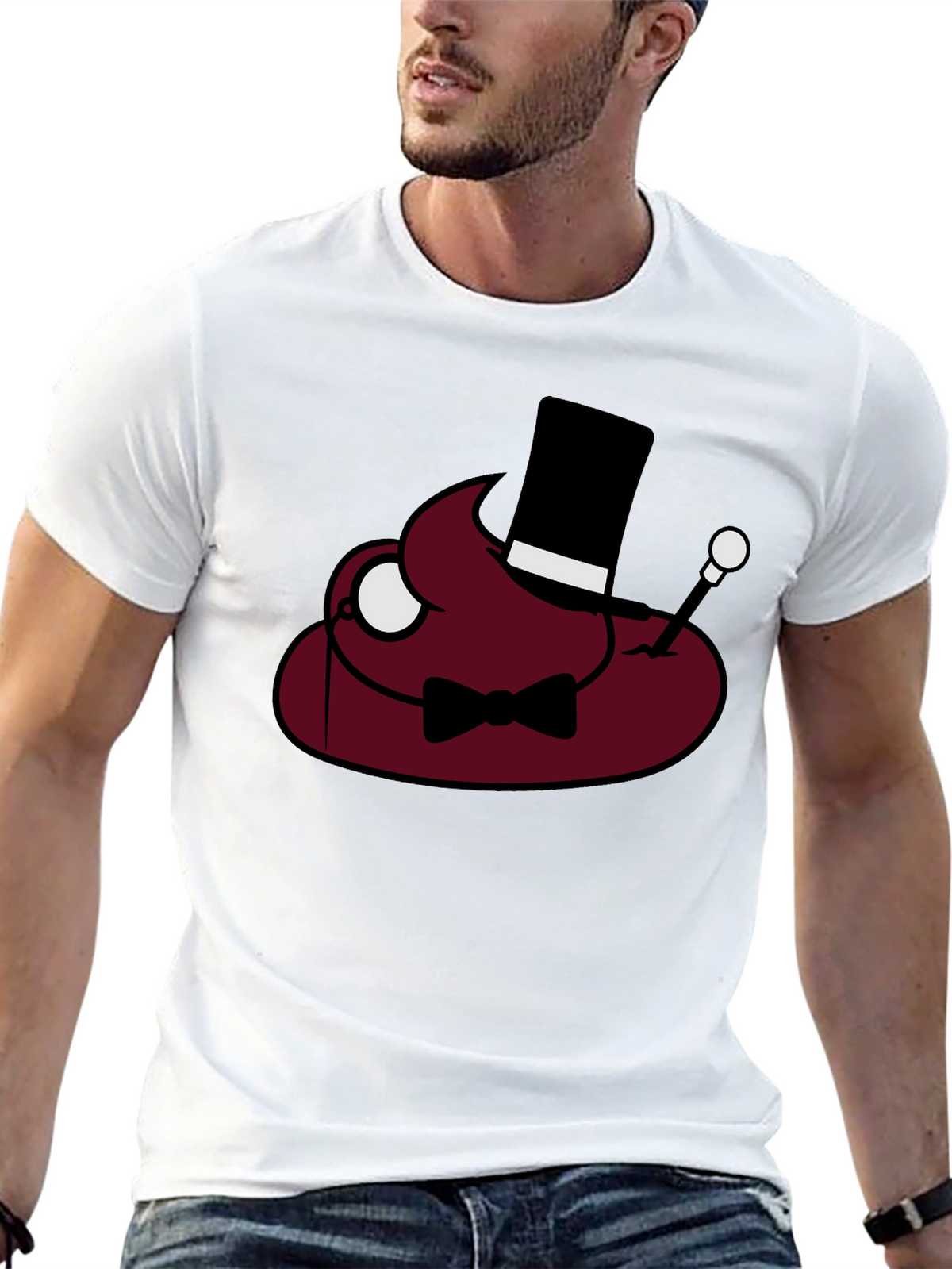 Poop Emoji Gentleman T-Shirt - Funny Humor Tee