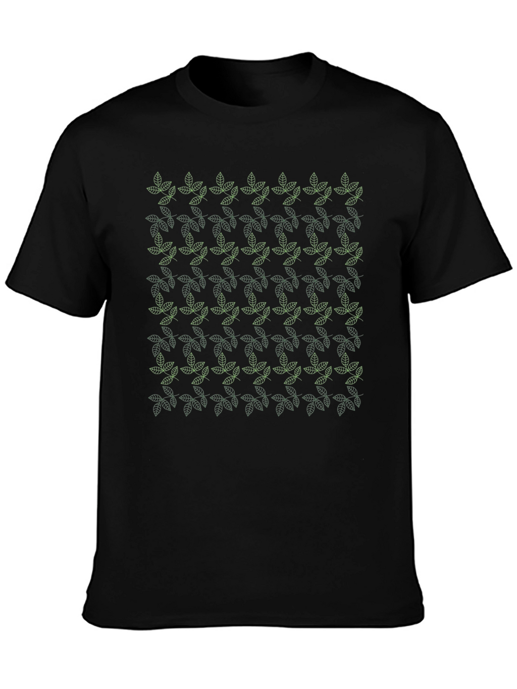 Leaf Pattern Black T-Shirt