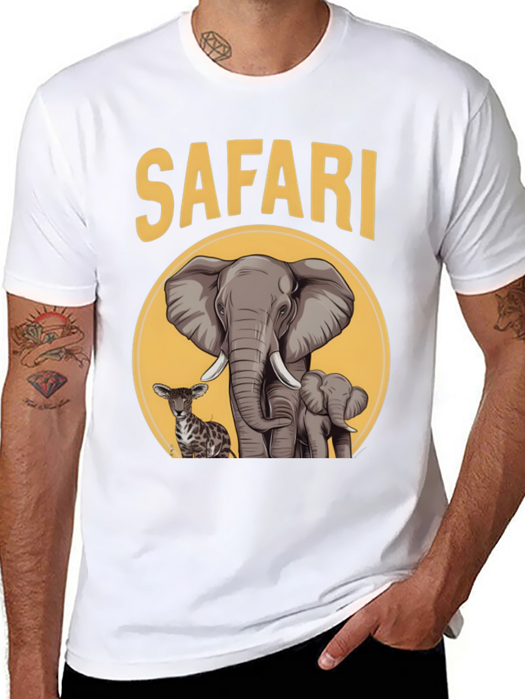 Safari T-Shirt with Elephants and Antelope