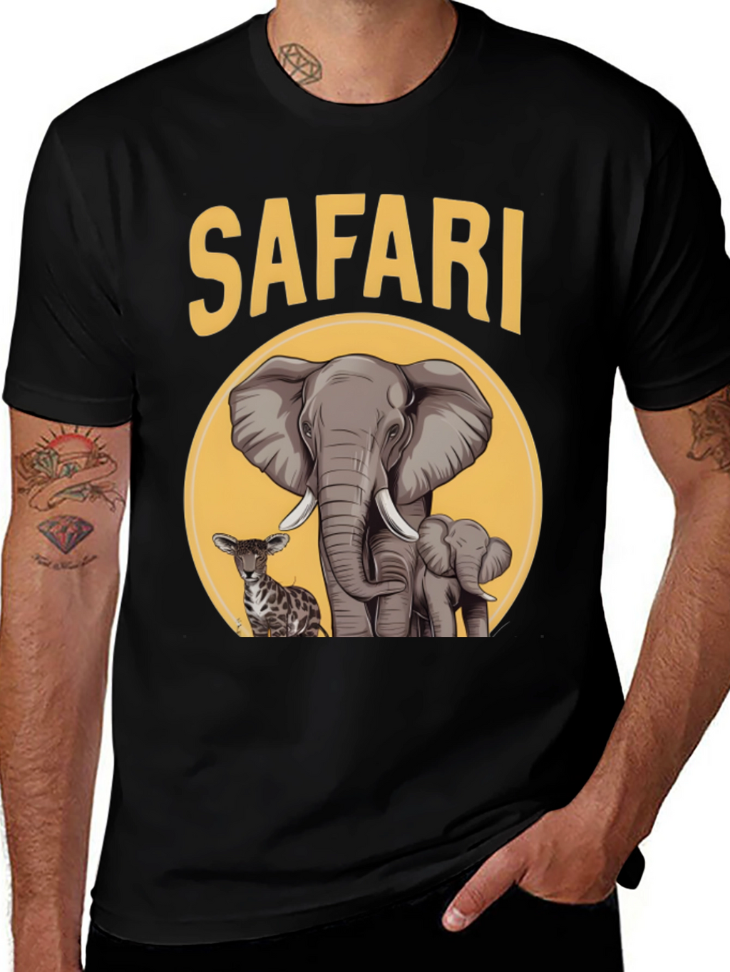 Safari T-Shirt with Elephants and Antelope