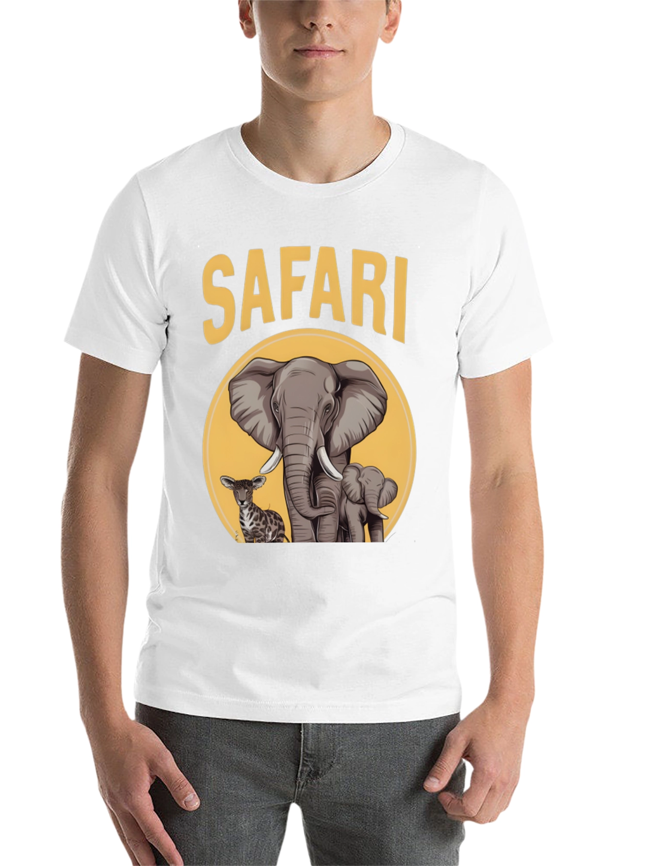 Safari T-Shirt with Elephants and Antelope