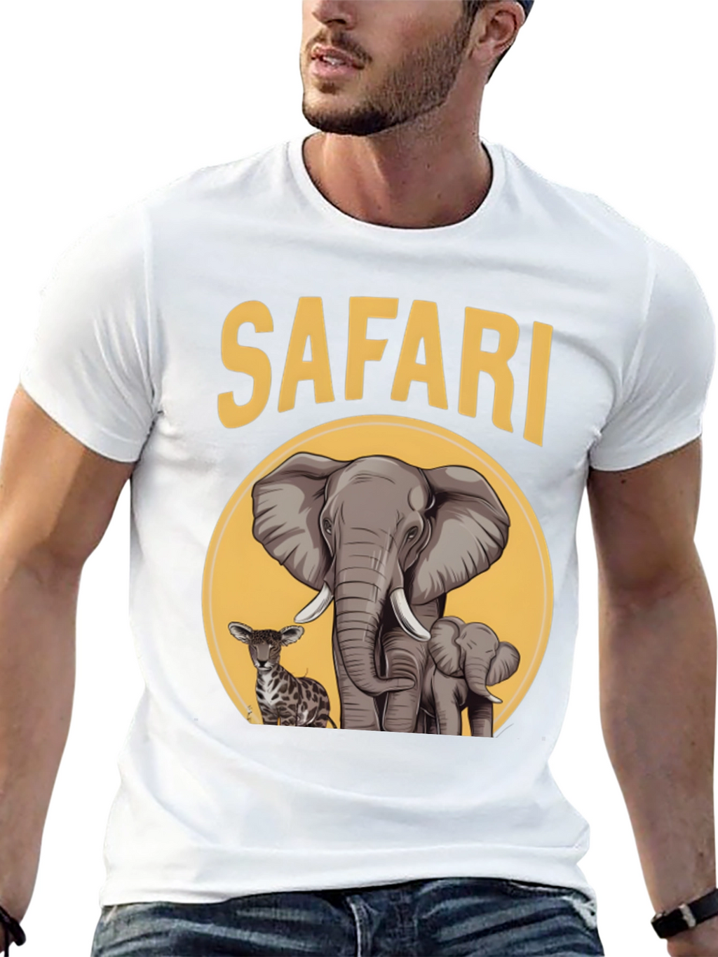 Safari T-Shirt with Elephants and Antelope