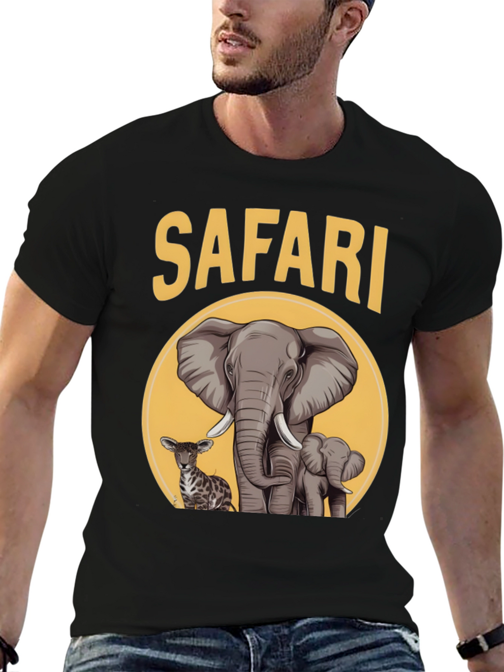 Safari T-Shirt with Elephants and Antelope