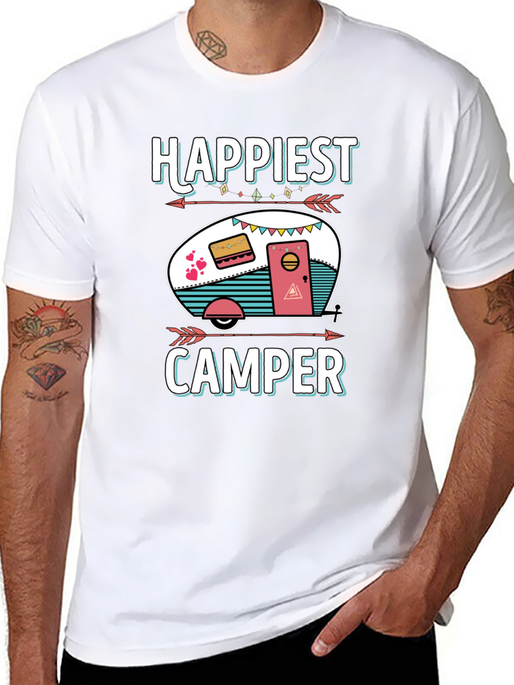 Happiest Camper Graphic T-Shirt - Camping Lover Tee