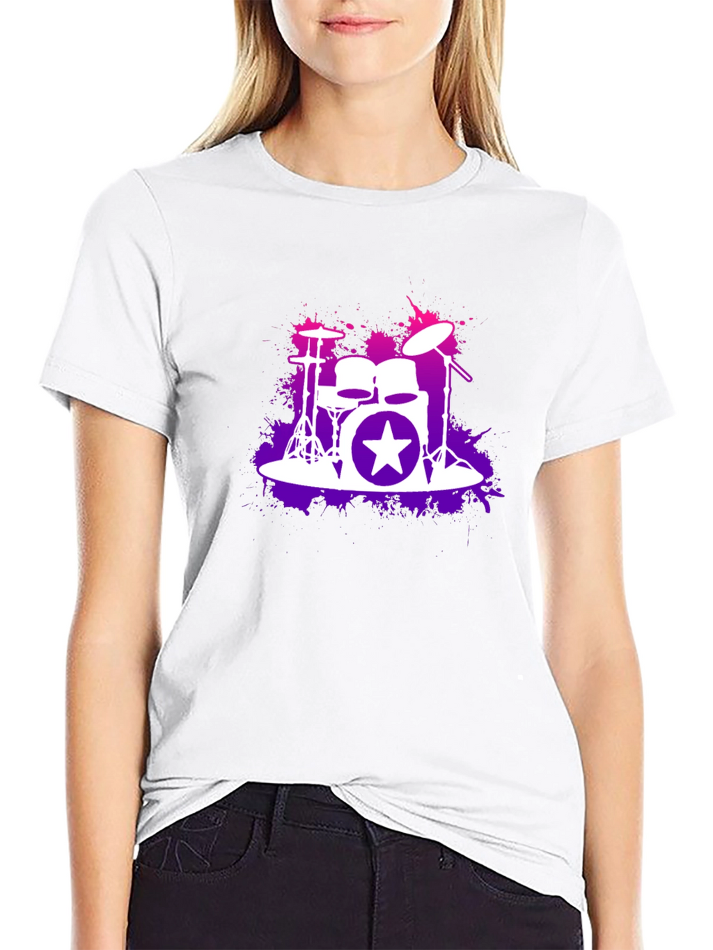 Drum Kit Starburst Black T-Shirt
