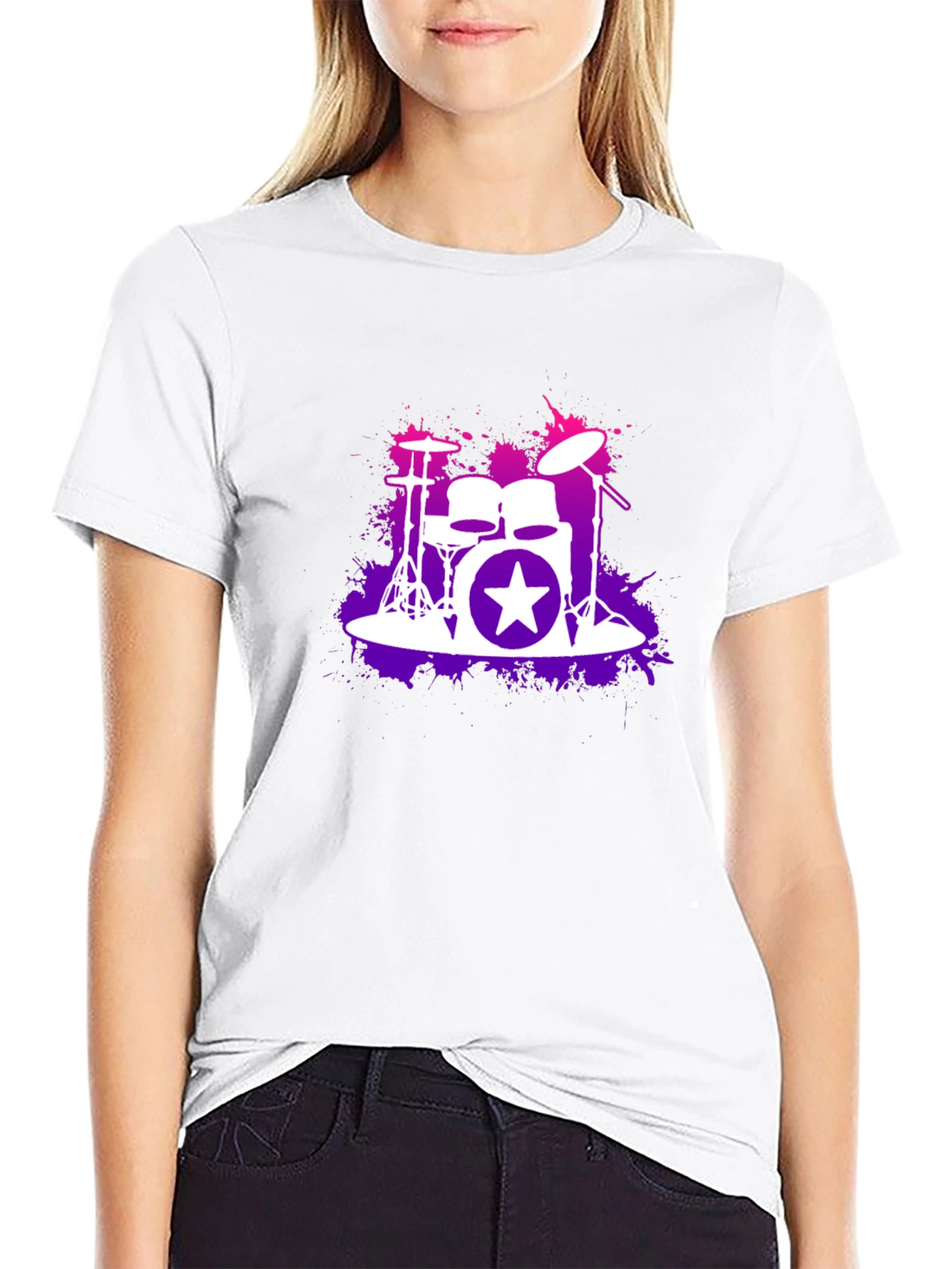 Drum Kit Starburst Black T-Shirt