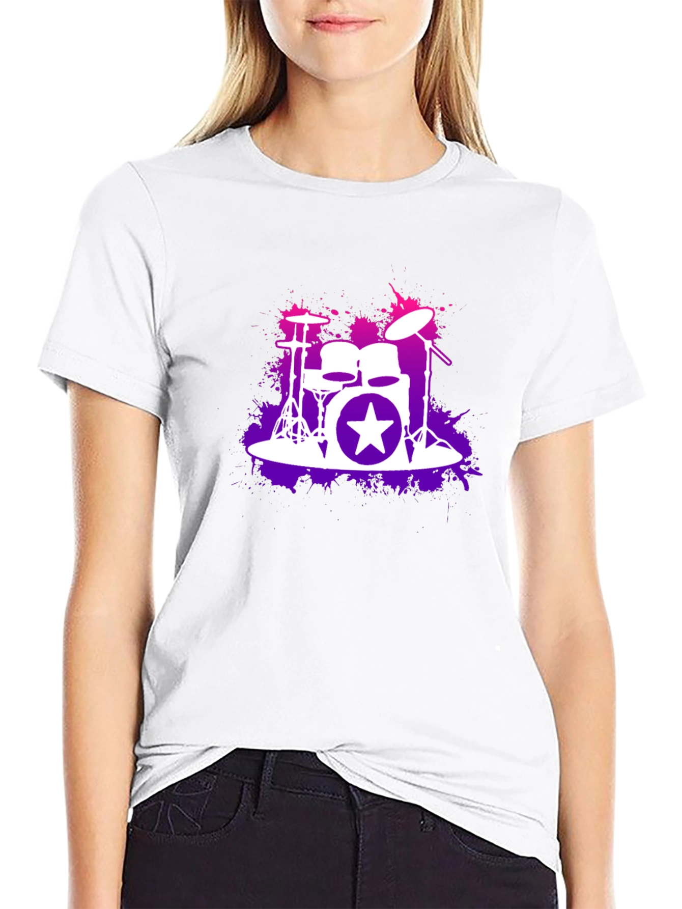 Drum Kit Starburst Black T-Shirt