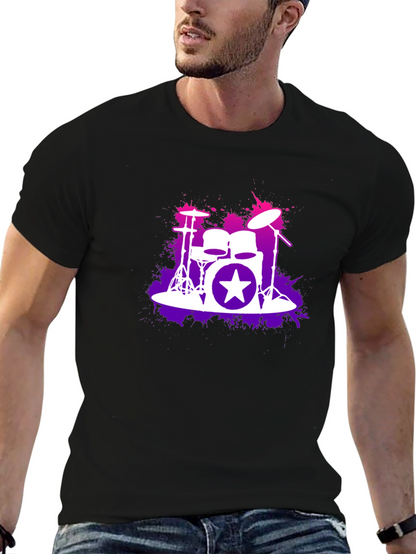 Drum Kit Starburst Black T-Shirt